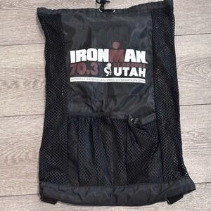 Ironman Drawstring Mesh Backpack Black Swim Bag Utah Pro Championship 70.3